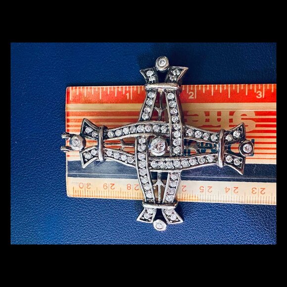 BIG Buckle or Pendant. Base Metal Cross with Rhinestones. - Picture 4 of 4